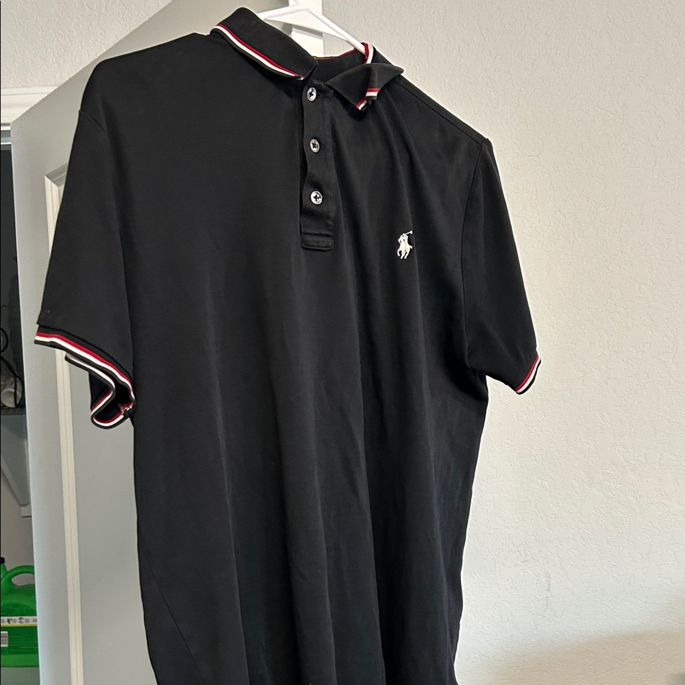 Polo by Ralph Lauren Black Polo Shirt with Red and White Accents